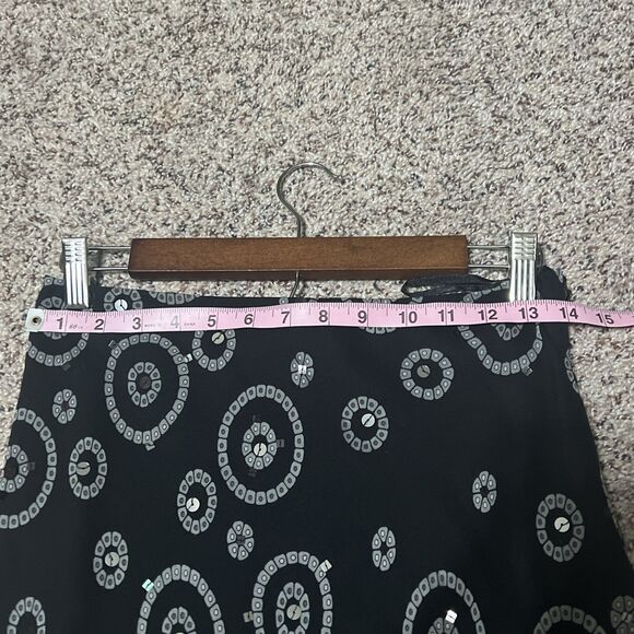 Vtg ALFANI Black Silk Ruffle Sequin Fit & Flare Skirt Size 4 Fairy Whimsygoth - Picture 5 of 8